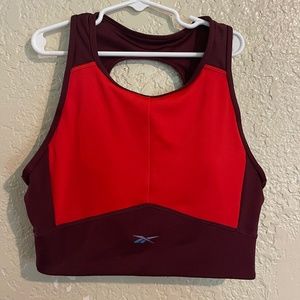 Reebok Longline Sports Bra Red and Maroon Size Medium One Flaw